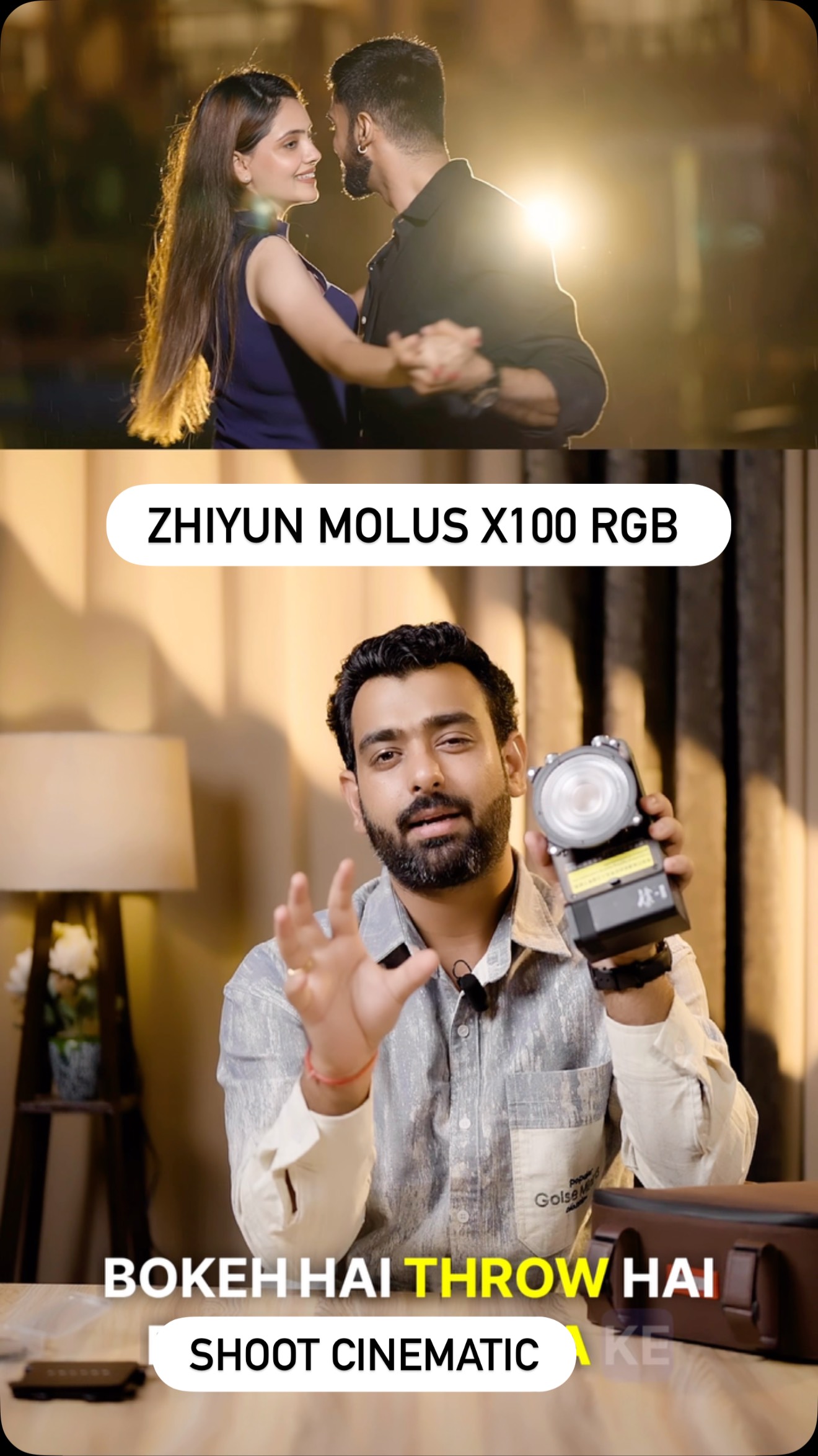 Instagram post by @gryindia for ZHIYUN. Caption reads: [...] output? You need to see this. 🔥Zhiyun MOLUS....