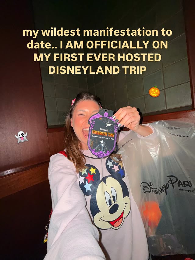Instagram post by @reagan.baylee for Disney Parks. Caption reads: [...] taylor + my first ever @disneyland....
