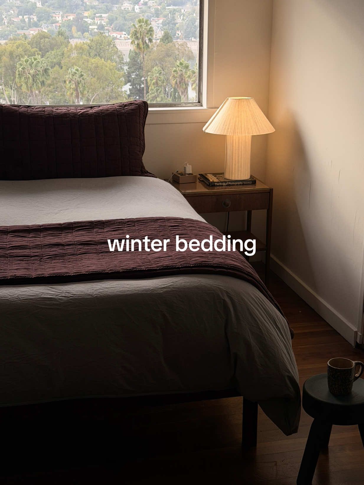 TikTok post by @ethancgaskill for Brooklinen. Caption reads: [...] winter bedding palette with @Brooklinen....
