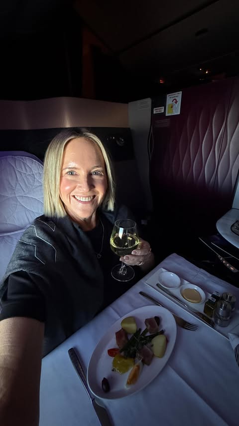 Instagram post by @stylingyou for Qatar Airways. Caption reads: This trip was my first time flying @qatarairways....