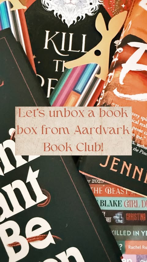 Instagram post by @jenngivhan for Aardvark Book Club. Caption reads: Let’s unbox a book box from Aardvark Book Club!....