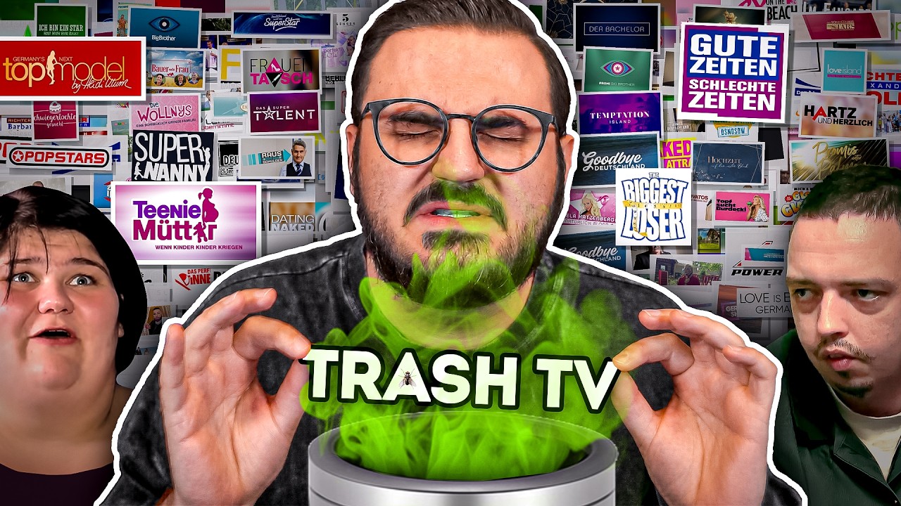YouTube post by @Staiy for Displate. Caption reads: Why does trash TV even still exist?!.