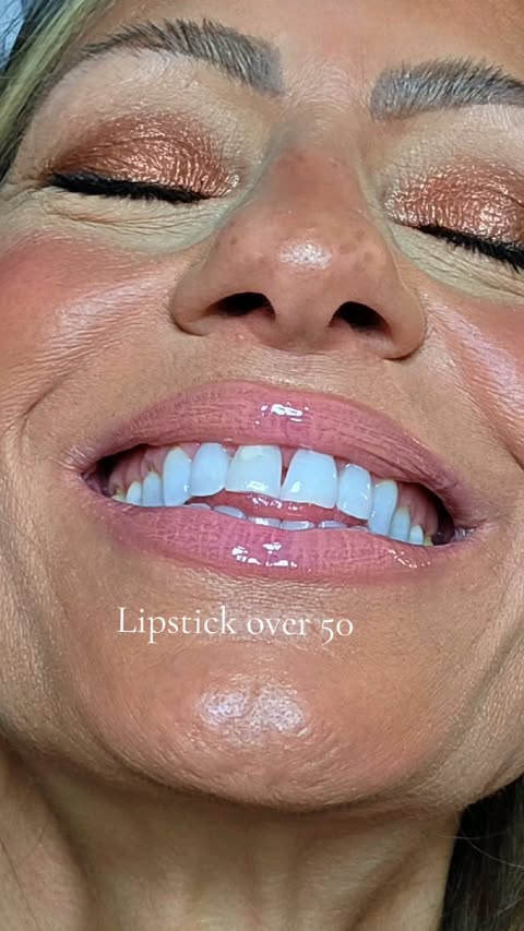 Instagram post by @stung_by_samantha for LAWLESS Beauty. Caption reads: Beautiful pinky-nude glossy lip moment for the....