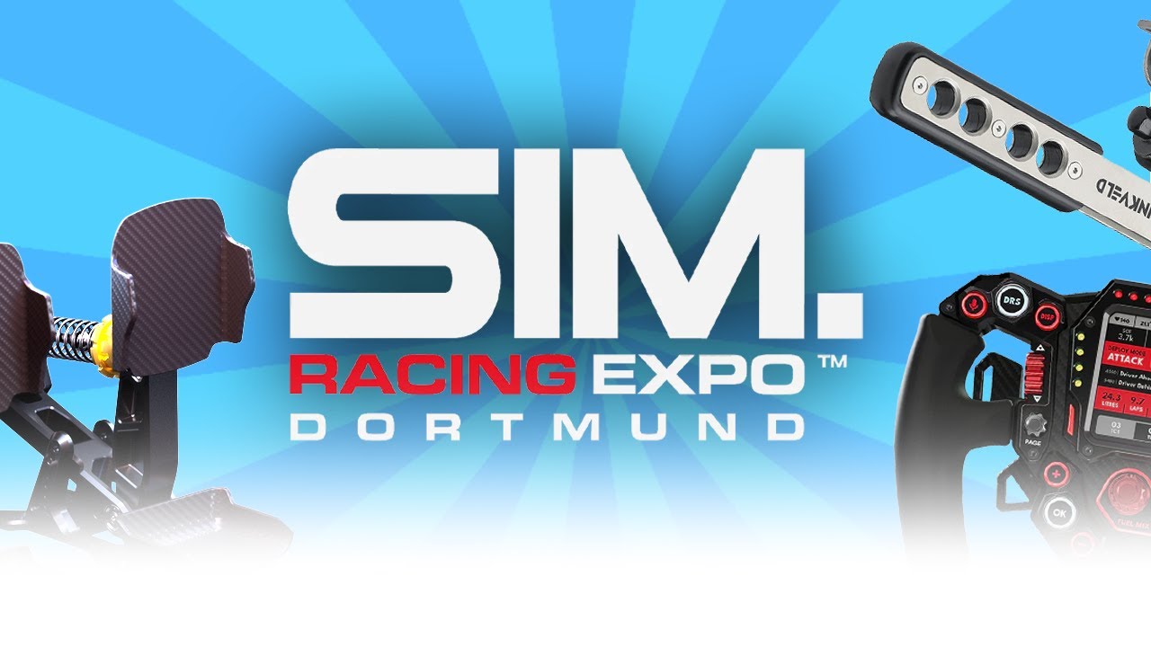 YouTube post by @OCRacing for Simagic. Caption reads: Sim Racing Expo 2025 | Full Tour of EVERYTHING!.