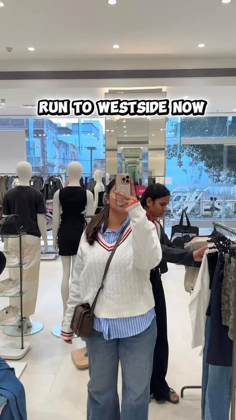 Instagram post by @mansi__tomar for Westside Stores. Caption reads: I went in just to “look”… came out with bags and....