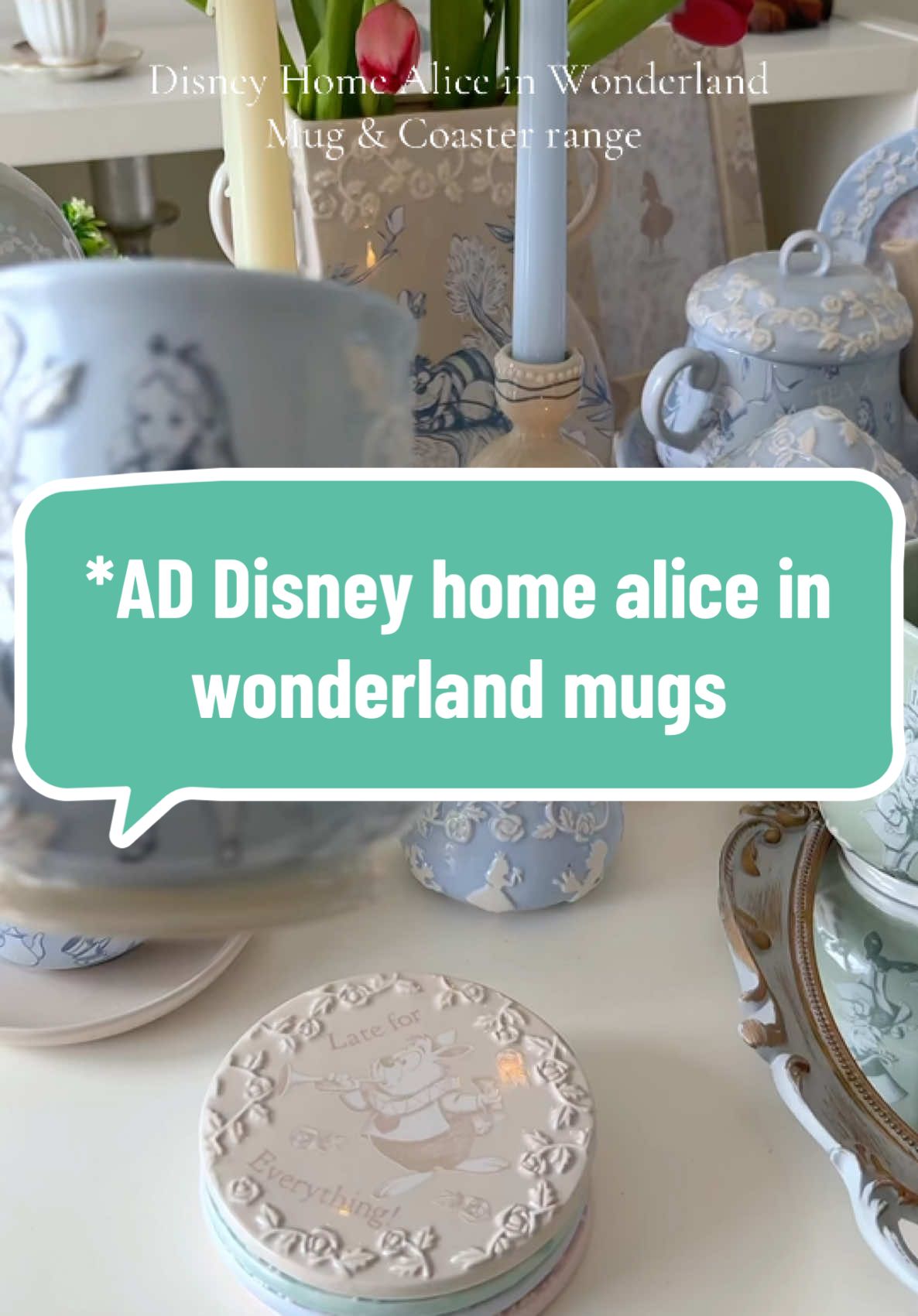 TikTok post by @alicecollectoruk for Dunelm. Caption reads: *AD How gorgeous are these Alice in Wonderland....
