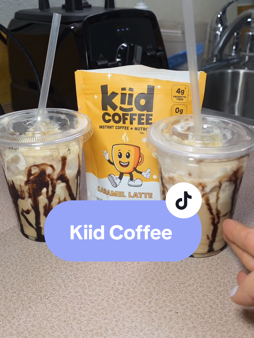 TikTok post by @irenetoks for Kiid Coffee. Caption reads: @kiidcoffee loaded with +12 vitamins | minerals....