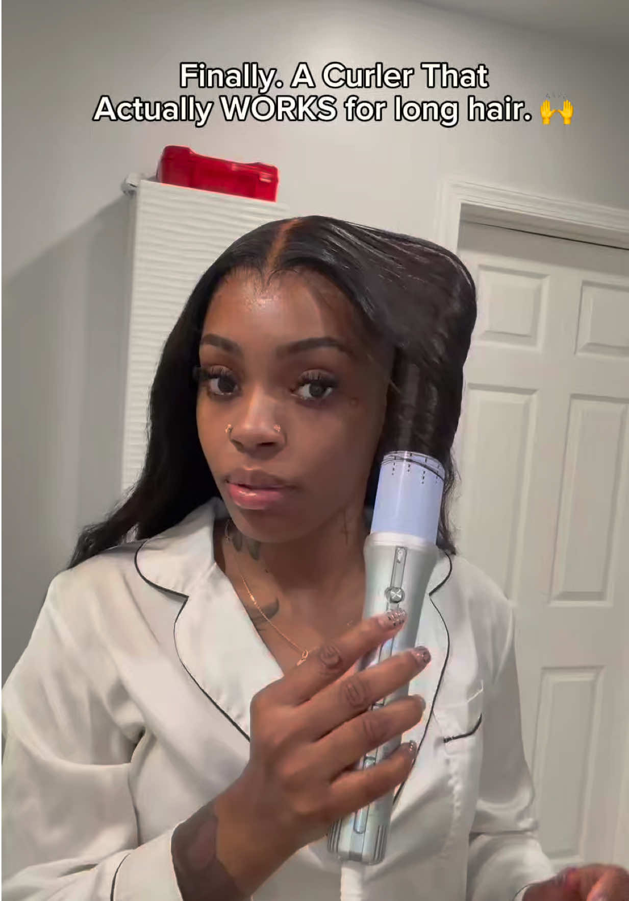TikTok post by an influencer for SHEGLAM. Caption reads: Perfect For Long Hair♥️ @SHEGLAM @SHEGLAM HAIR....