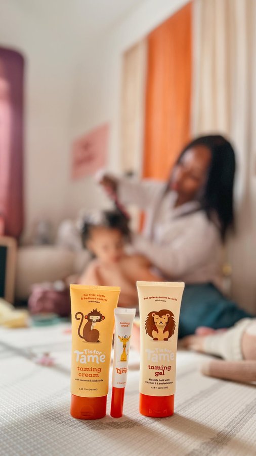 Instagram post by @bellistonfamily for T is for Tame. Caption reads: [...] and easy hair care line for kids -....