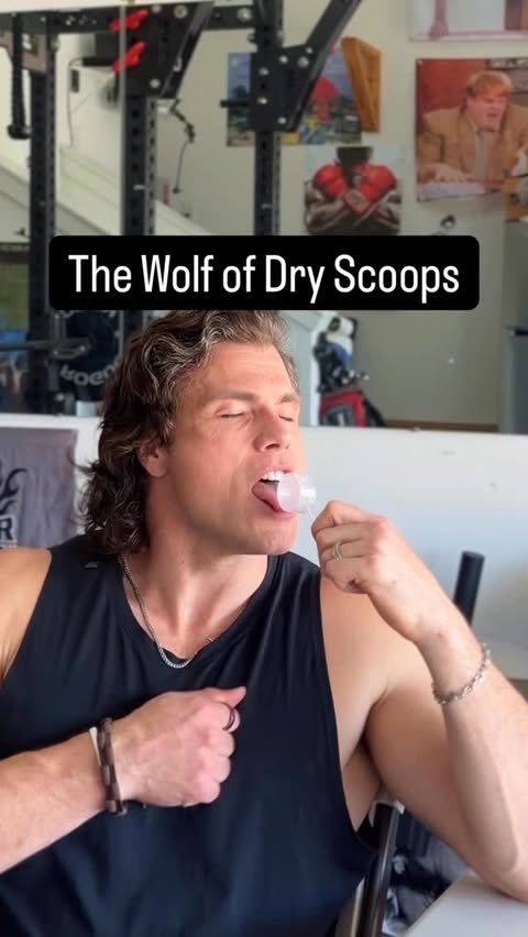 Instagram post by @milesjamesburris for Alpha Lion. Caption reads: [...] Burn 🔥 #preworkout #garagegymlife....