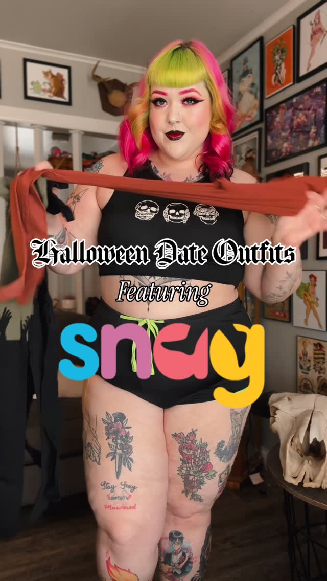 Instagram post by @spookylilash for Snag Tights. Caption reads: Which date are we going on? 🎃 

All of these date....