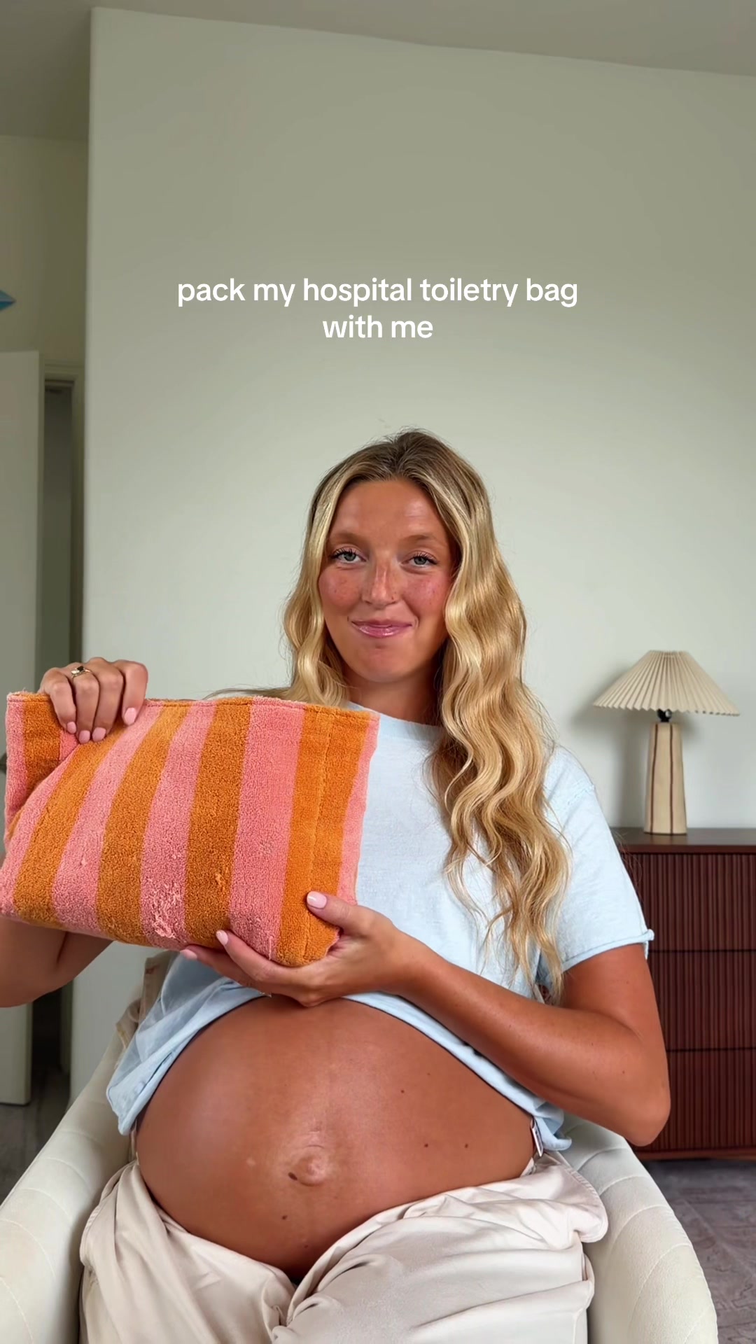 TikTok post by @itsgretawilson for Not Your Mother's. Caption reads: [...] am packing for the hospital 🤰🏼💕 @Not Your....