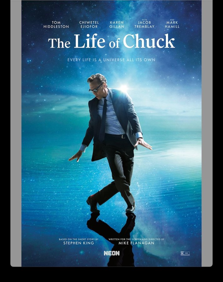 Instagram post by @dscottlumpkin for NEON. Caption reads: [...] THE LIFE OF CHUCK. In theaters June.....