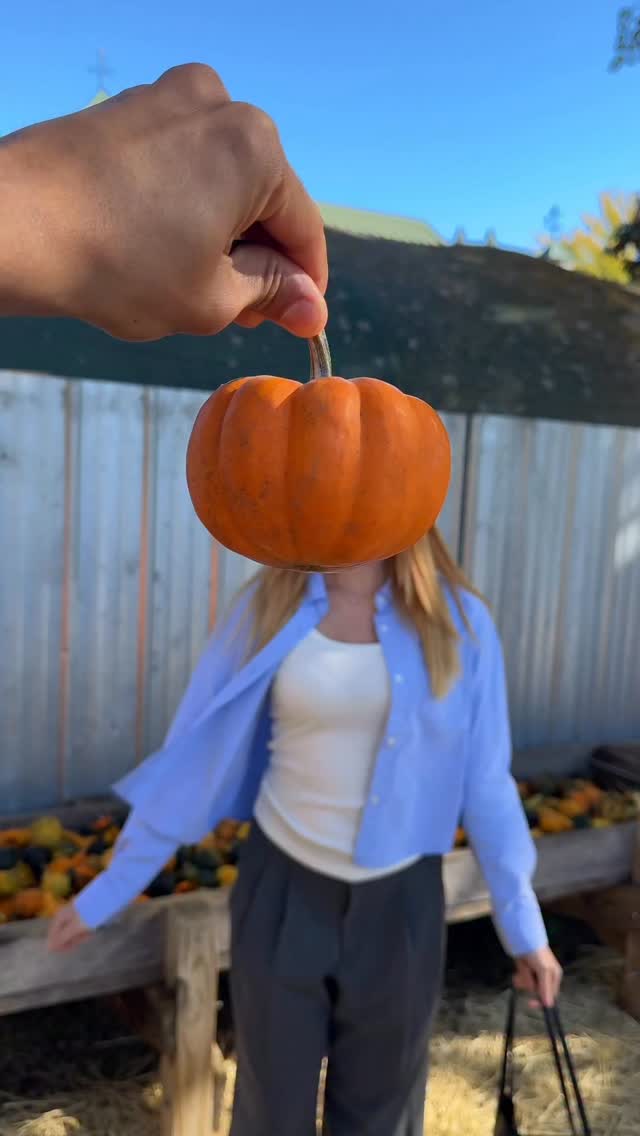 Instagram post by @katlinandsourabh for UNIQLO. Caption reads: Pumpkin Patch Date 🫶🏽🍁🎃 Outfits are @uniqlo....