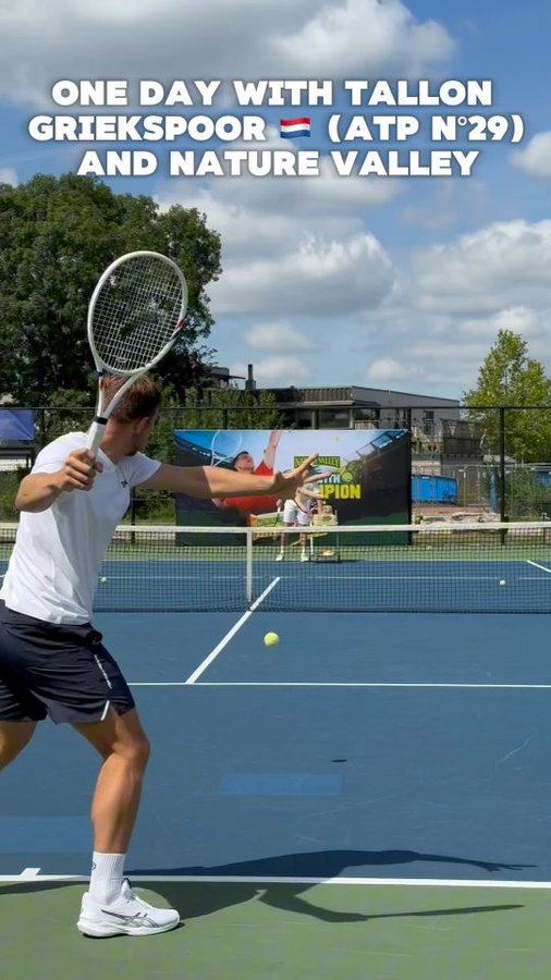 Instagram post by @tennislegend for Nature Valley. Caption reads: We met and played with @tallongrieki 🇳🇱 (ATP no....