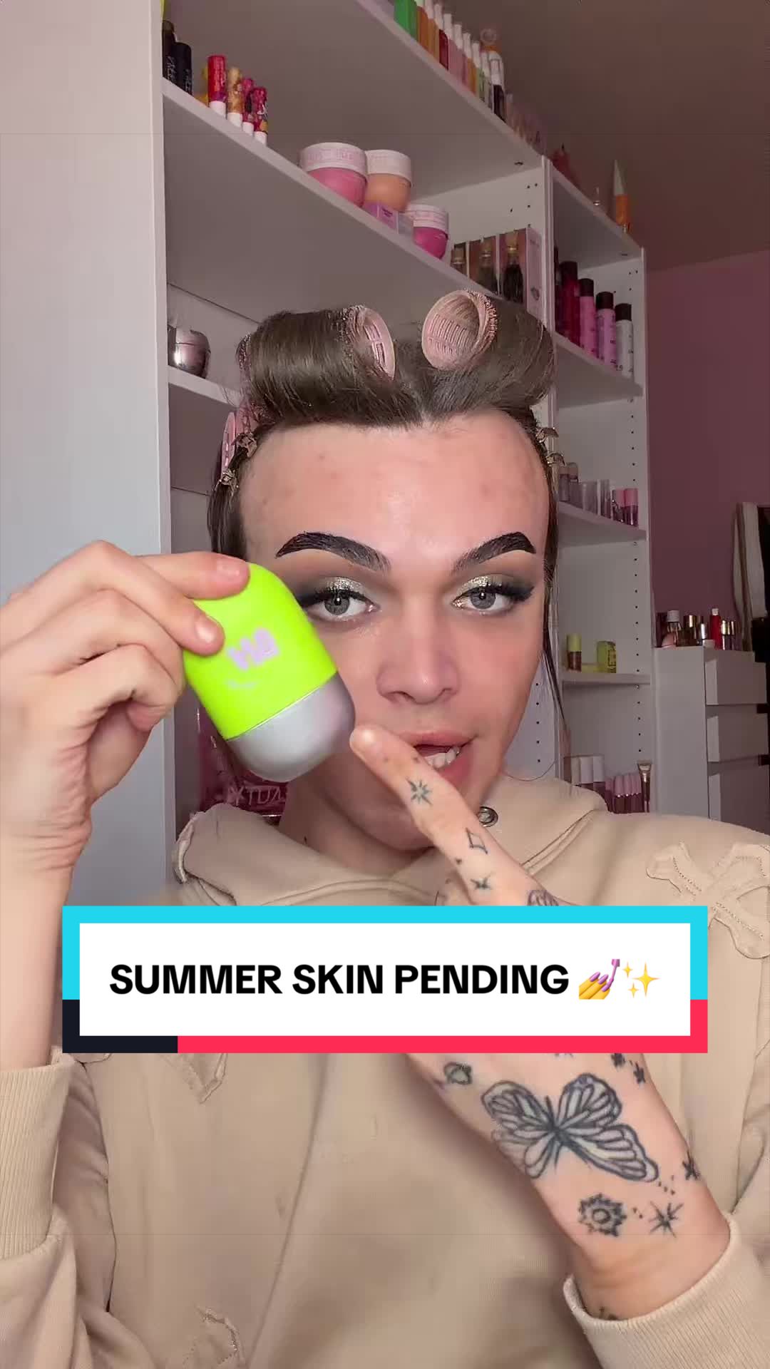 TikTok post by @psmakeup21 for glow hub. Caption reads: @Glow Hub baby bean dew filter ✨💅 is what you....