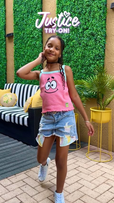 Instagram post by @mini_marley for Justice. Caption reads: The new @justice Summer & Spongebob Collections....