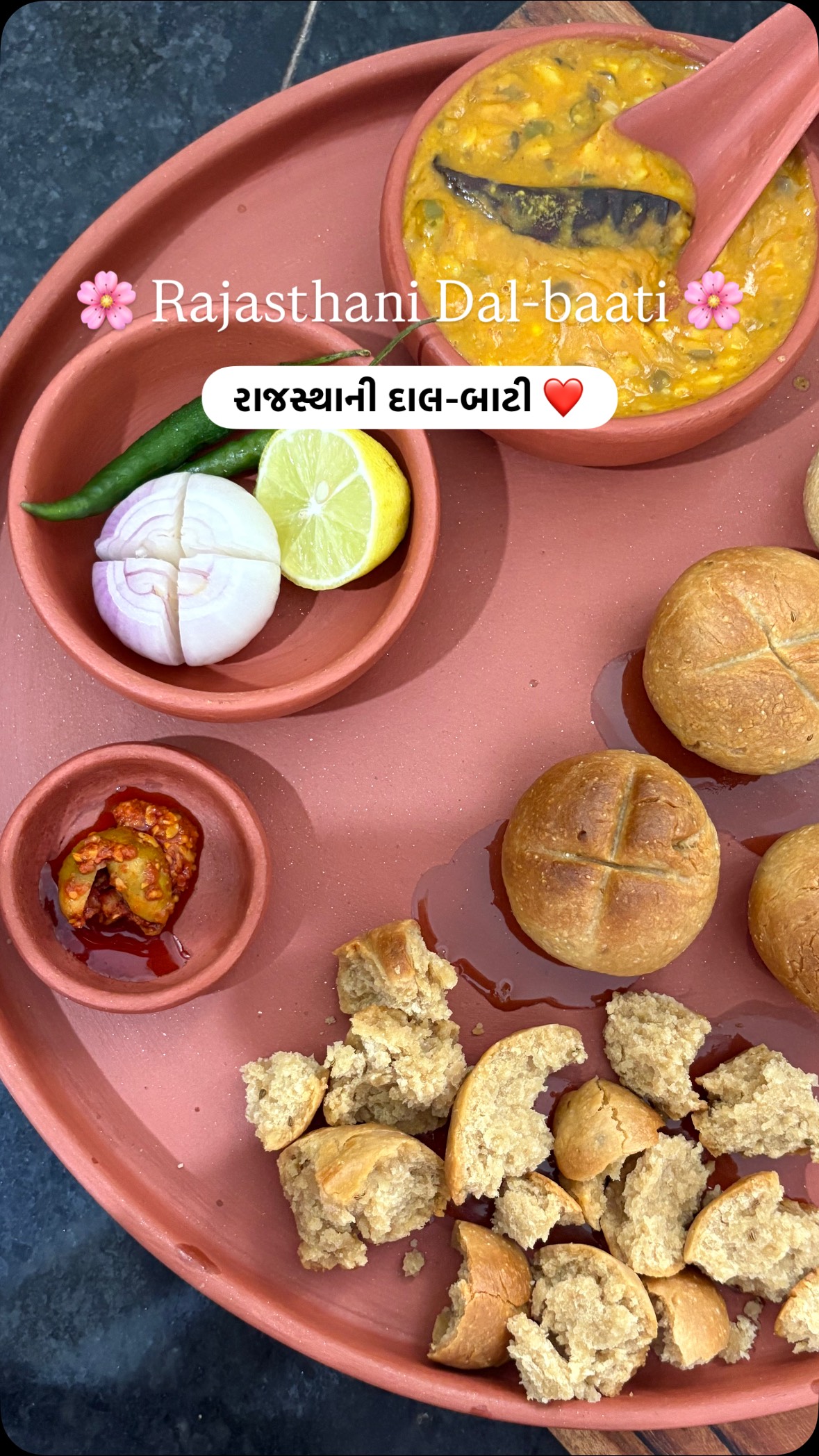 Instagram post by @cook_with_dhruvi for COSORI. Caption reads: Rajasthani Dal-Baati/ દાલ-બાટી😍❤️✨
.
✨ Comment....