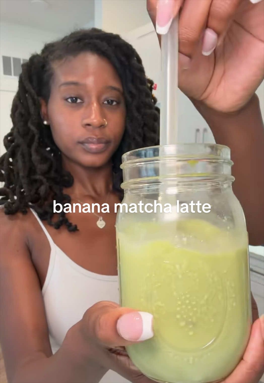 TikTok post by @sunshine.locd for Matcha Sunday. Caption reads: It’s Matcha Sunday time <3 let’s make a banana....