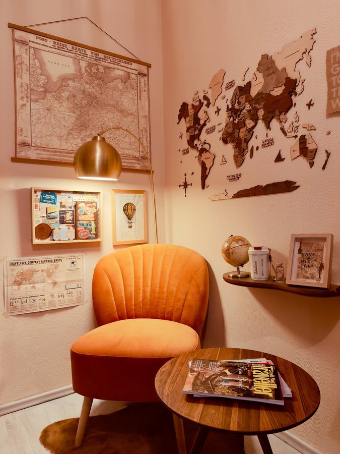 Instagram post by @me_and_my_happydesk for Condé Nast Traveller. Caption reads: My cozy corner [Advertisement, based on linking....