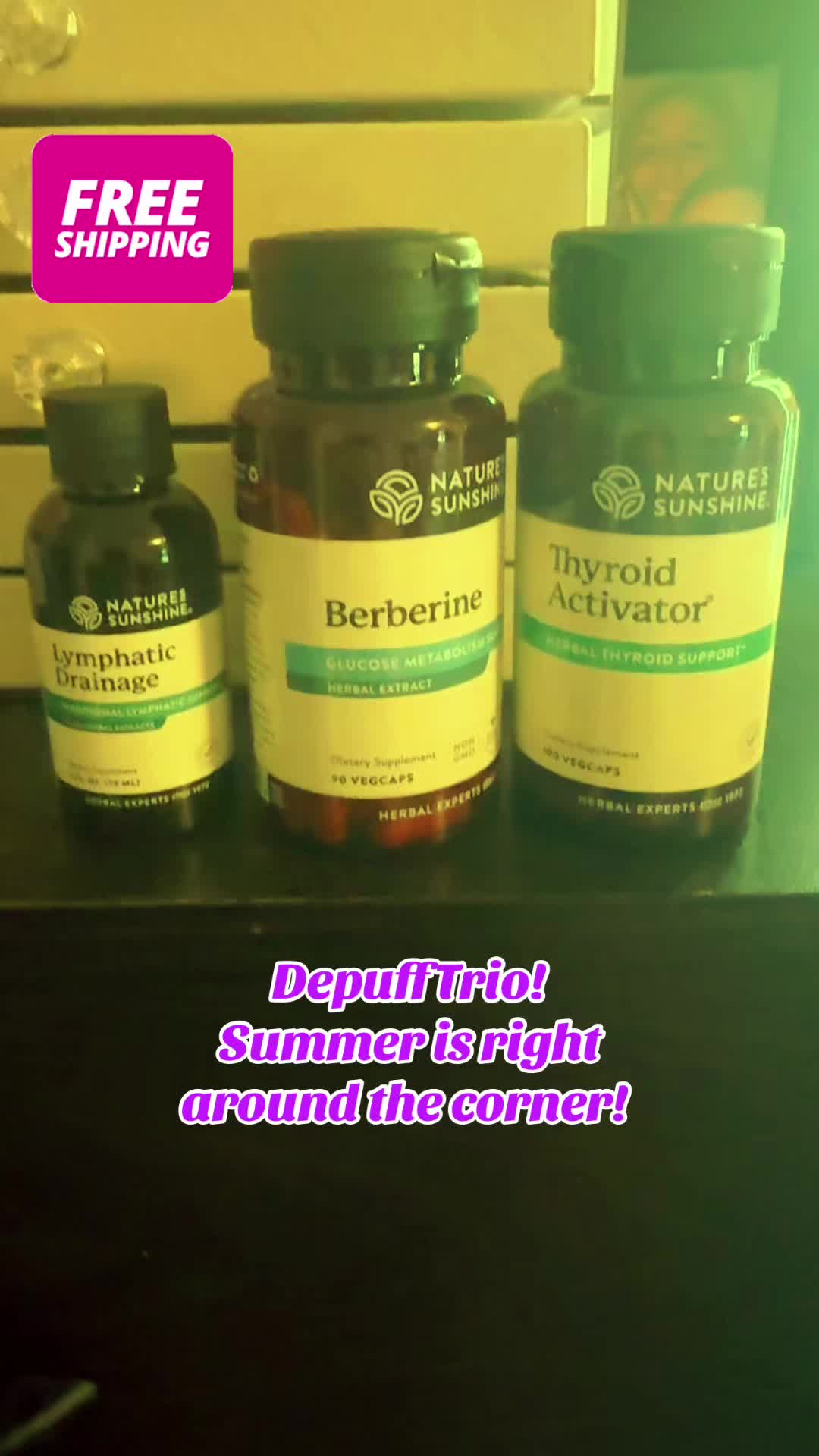 TikTok post by an influencer for Nature's Sunshine. Caption reads: Natures Sunshine depuff trio. It comes with....