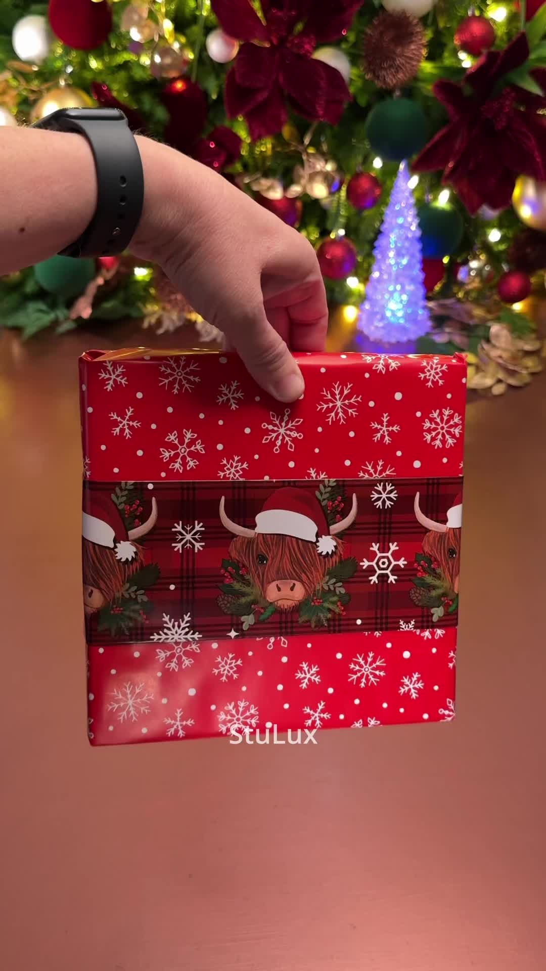 TikTok post by @stu.lux for Little ELF Products. Caption reads: [...] cut my wrapping paper with this @Little ELF....