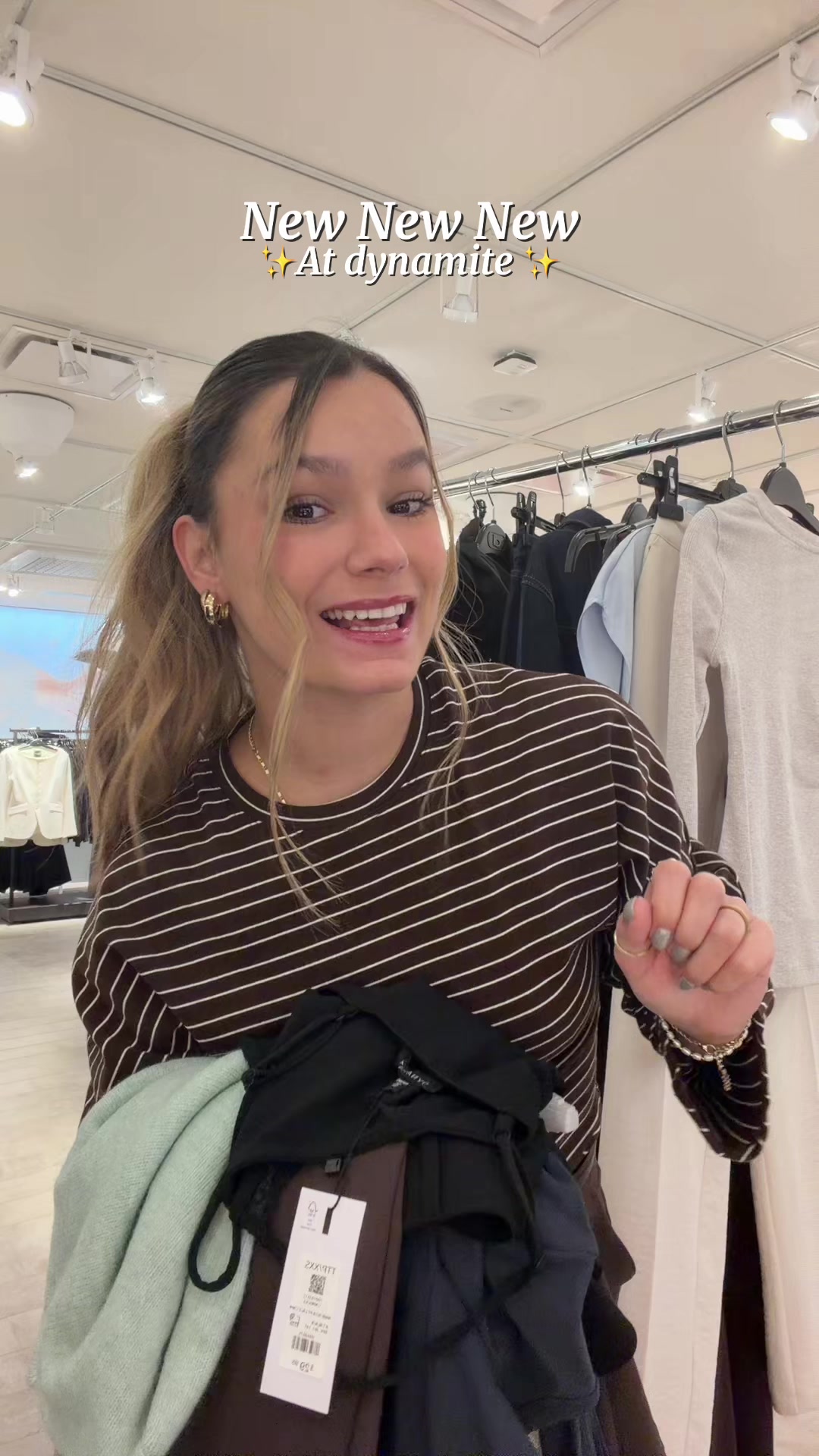 TikTok post by @noemie.thibault5 for Dynamite Clothing. Caption reads: Run don’t walk to @D Y N A M I T E ✨....