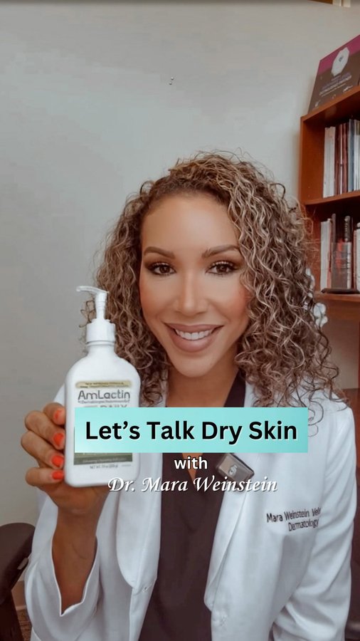 Instagram post by @drmaraweinstein for AmLactin. Caption reads: [...] your dry skin and start treating....