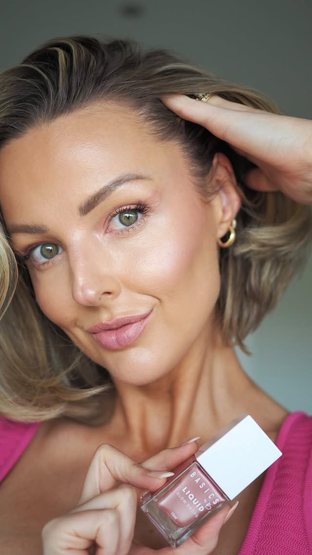 Instagram post by an influencer for Basics By B. Caption reads: Cheats way to achieving Victoria’s Secret Glowy....