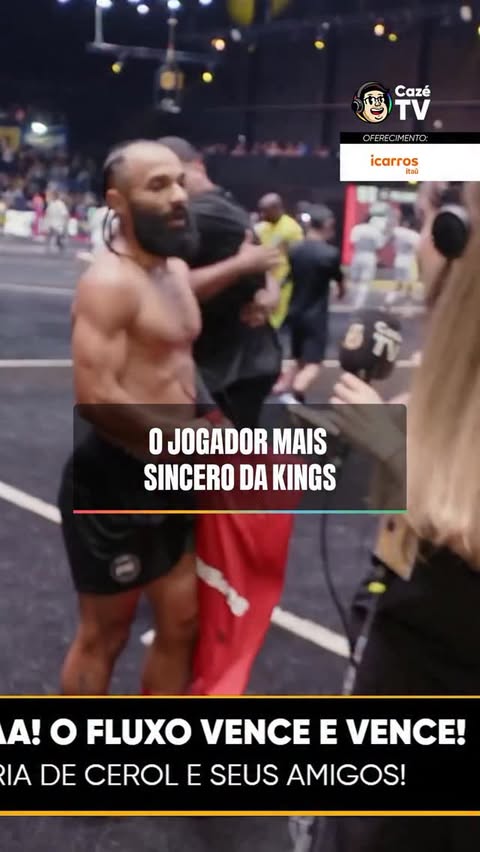 Instagram post by @oitomeiafutsal for CazéTV. Caption reads: [...] #KingsCupBrasil #KingsLeagueNaCazéTV....