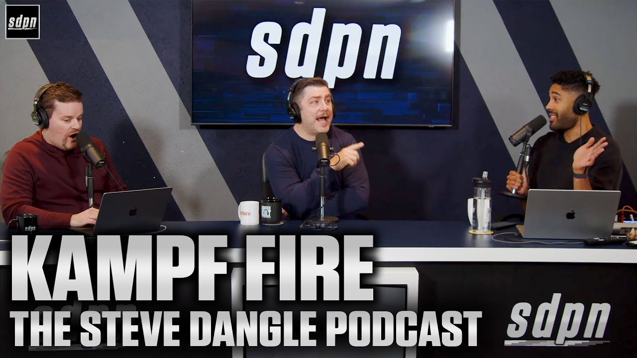 YouTube post by @sdpn for Movember. Caption reads: Kampf Fire | The Steve Dangle Podcast.