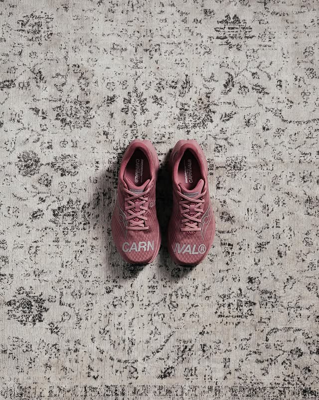 Instagram post by @pintcarnival for Saucony. Caption reads: Get ready for the " DUST TERRA " ✨....