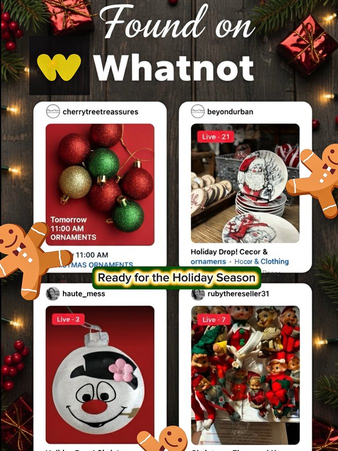 Instagram post by @ugc_nazz for Whatnot. Caption reads: 🎄Decor complete — and I couldn’t be happier!....