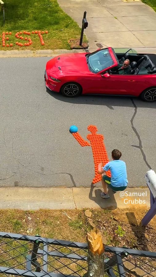 Instagram post by @samuelgrubbs for SLING TV. Caption reads: I have the world’s best neighbors ❤️ #sling....