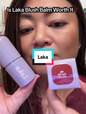 TikTok post by @sharonskincontent for LAKA. Caption reads: Trying out the Laka blush balm in shade Day Off!....