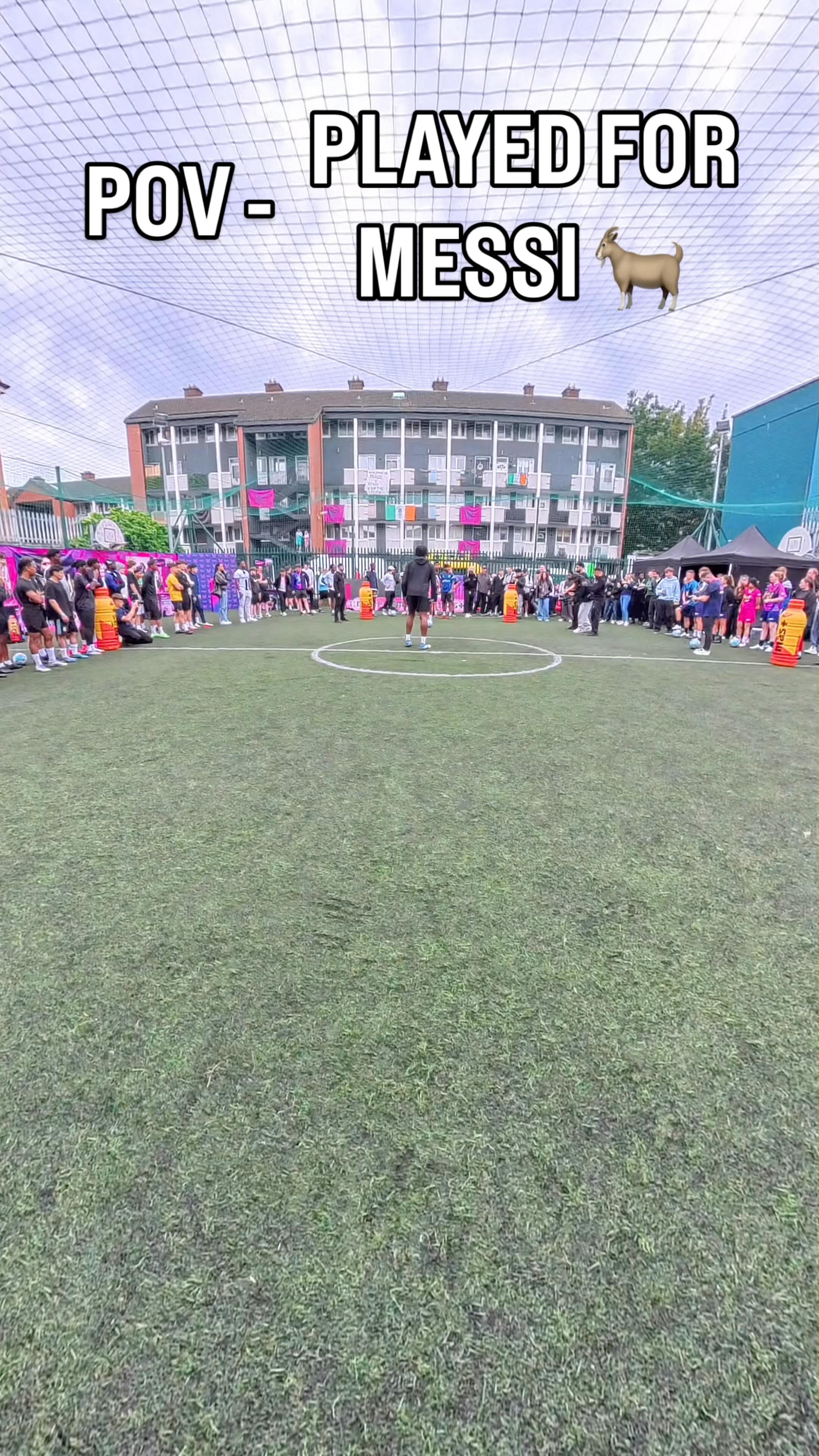 Instagram post by @martymcdevittgk for Más+ by Messi. Caption reads: I played for THE GOAT🐐 👑  @masbymessi....