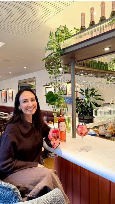 Instagram post by @restaurantgram for Lillet. Caption reads: AD Fancy sipping a @Lillet Valentines Spritz this....