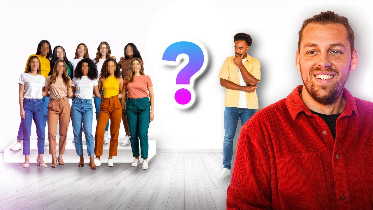 YouTube post by @pierrecroce for Aroma-Zone. Caption reads: He has to find his girlfriend blindly among 10....