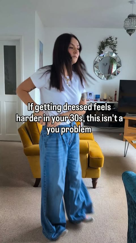Instagram post by @lauradopamineoutfits for Abbott Lyon. Caption reads: If getting dressed feels harder in your 30s, this....