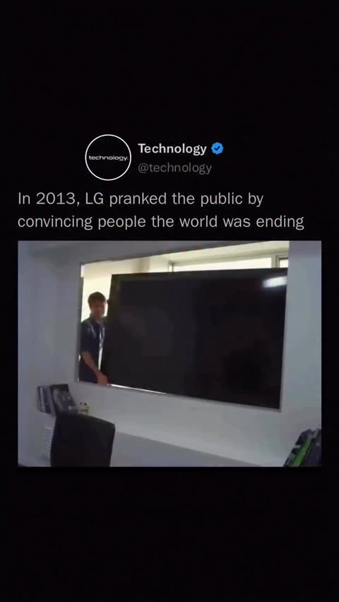 Instagram post by @technology for LG USA. Caption reads: In 2013, LG staged an unforgettable office prank....