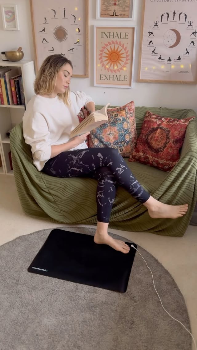 Instagram post by @amy__gooding for GroundingWell. Caption reads: Do you use grounding in your life? 🌎🌱 The....