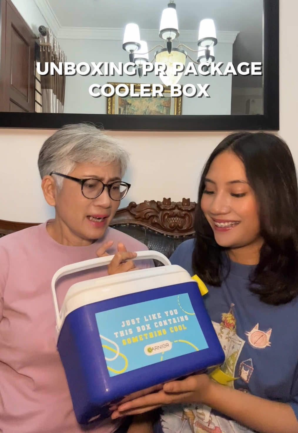 TikTok post by @othersideofcaroline for Garnier Indonesia. Caption reads: kirain isinya minuman eh tau taunya Garnier Super....