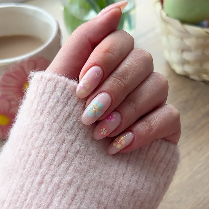 Instagram post by @naileditbeauty for Finishing Touch Flawless. Caption reads: Get the perfect spring nails at home....