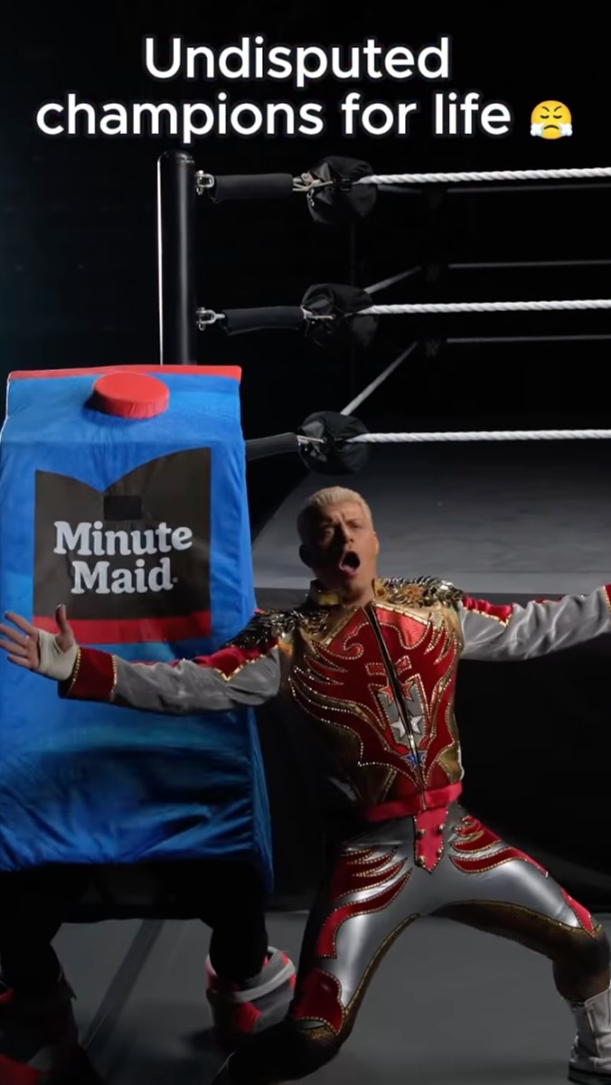 Instagram post by @americannightmarecody for Minute Maid. Caption reads: Thirst had a good run until we showed up. We’re....