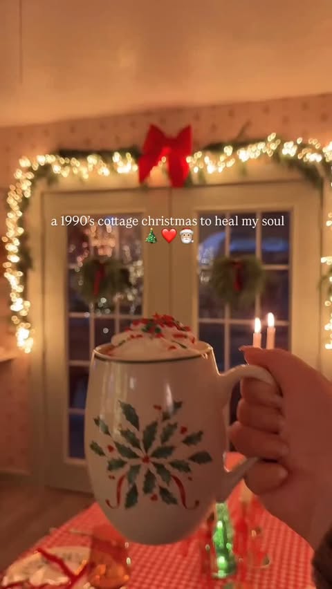 Instagram post by @flashesofstyle for Lenox. Caption reads: A nostalgic 1990’s cottage Christmas with the most....