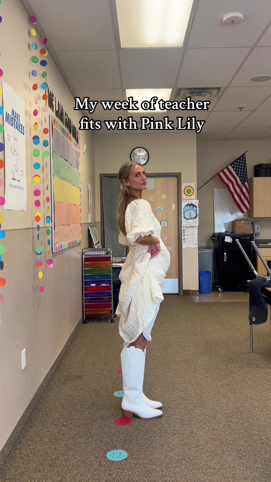 TikTok post by @beccers_gordonn for Pink Lily. Caption reads: [...] teacher outfits are from @The Pink Lily !....