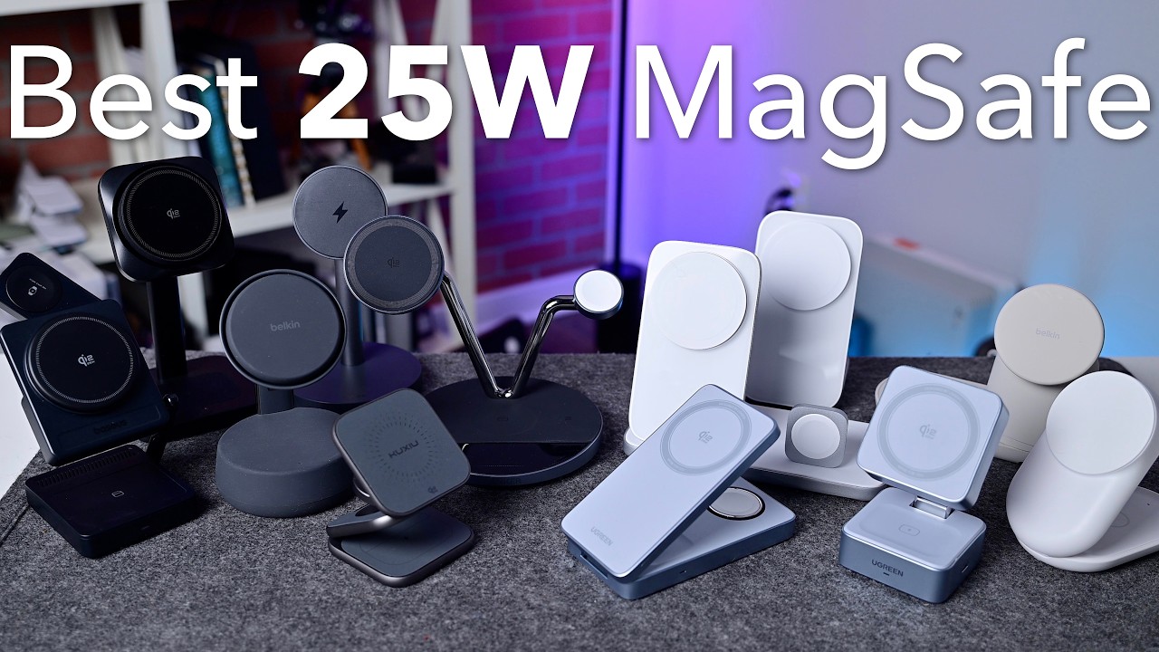 YouTube post by @AppleInsider for Howl. Caption reads: Best Qi2.2 25W MagSafe Chargers for iPhone 17....