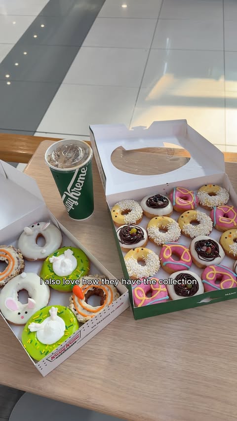 Instagram post by @cailabiera for Krispy Kreme Doughnuts. Caption reads: #SpotYourHappy as you hop into the Easter....
