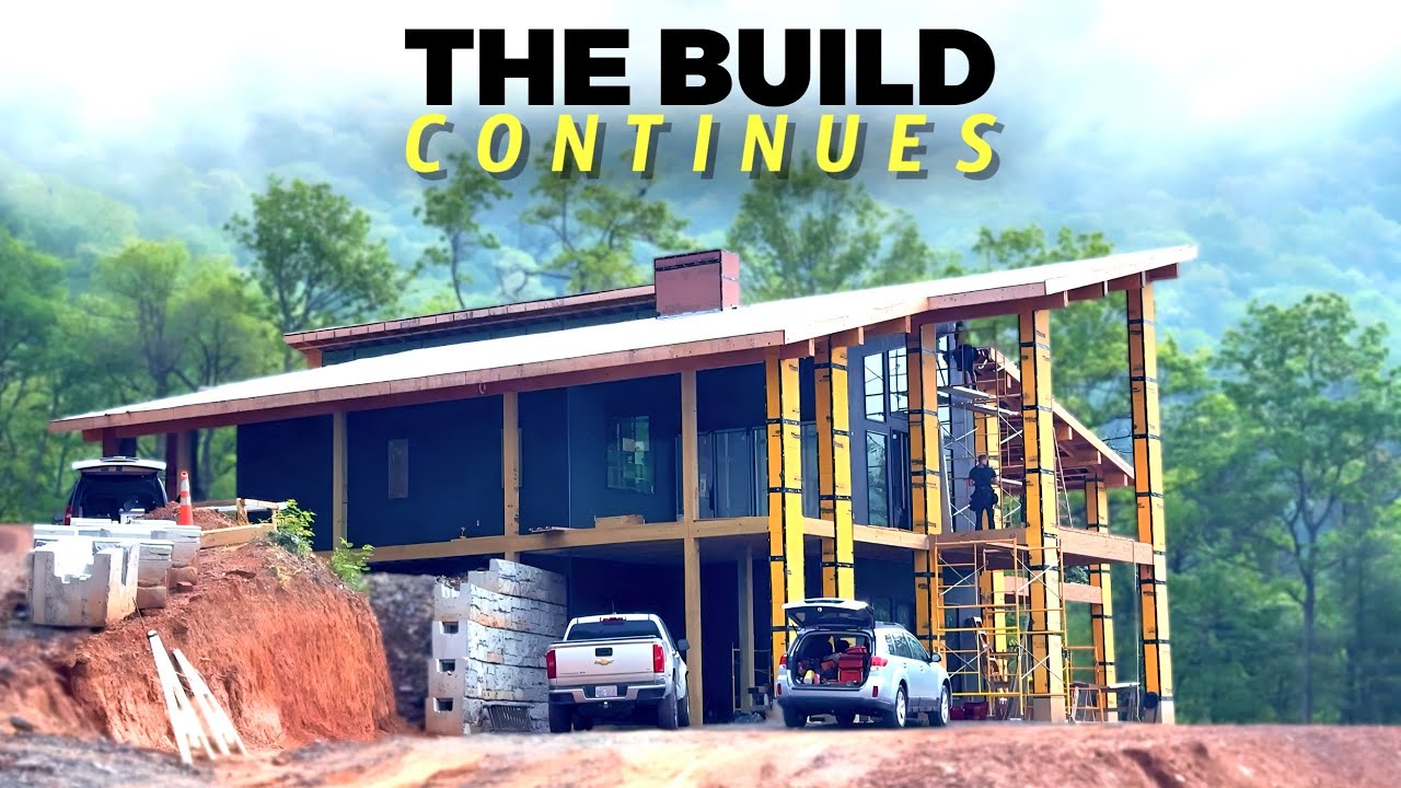 YouTube post by @PerkinsBuilderBrothers for Airbnb. Caption reads: Construction of a MEGA sized Modern Home P94.
