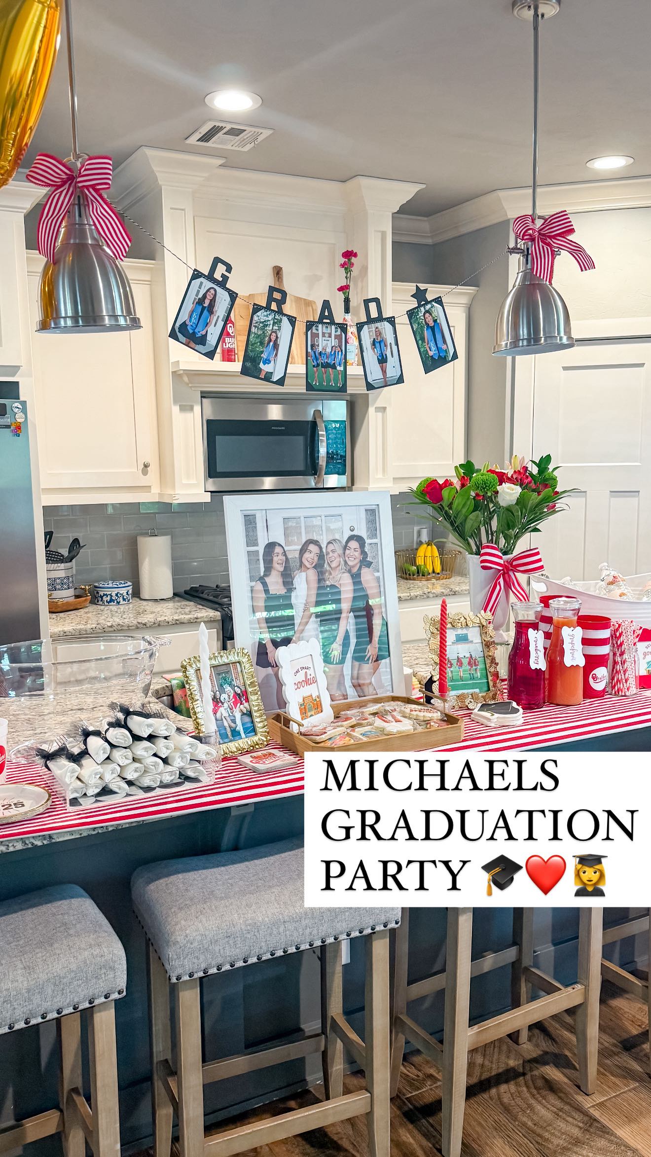 Instagram post by @parkspartyplanning for Michaels Stores. Caption reads: Graduation party reveal! 👀

#ad I pulled off this....